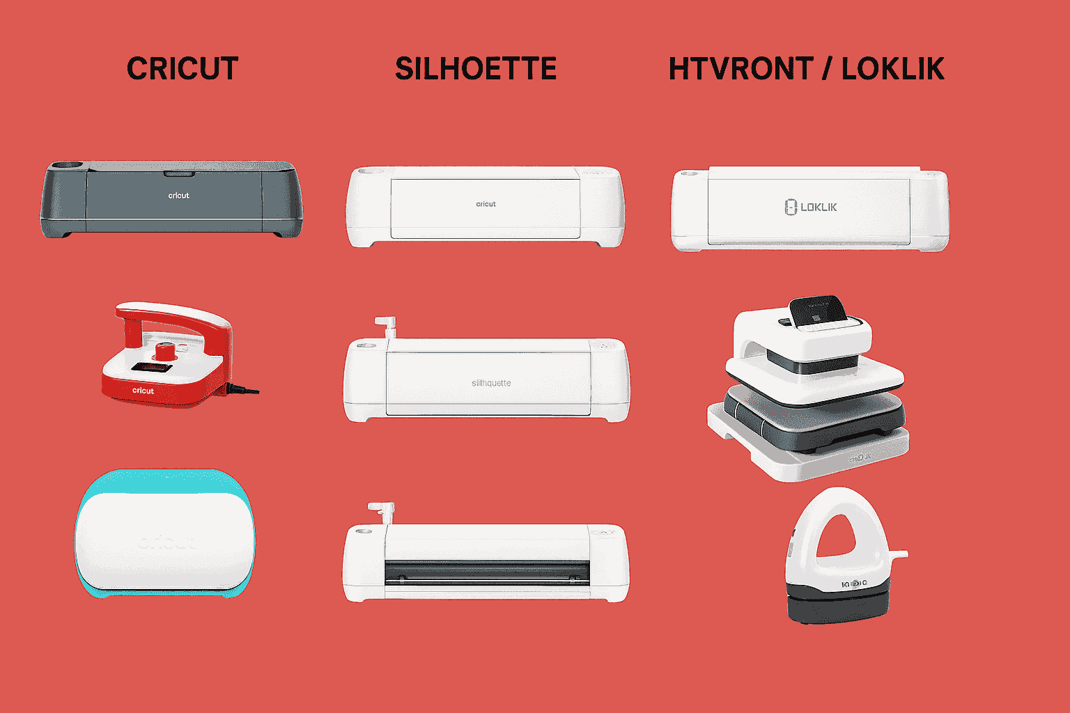 مقارنة بين أجهزة القص الإلكتروني Cricut و Silhouette و HTVRONT / LOKLiK مع مكابس حرارية وأدوات الكرافت
